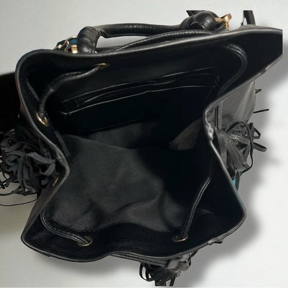 ZARA Faux Leather Fringe Bucket Backpack - Picture 2 of 8